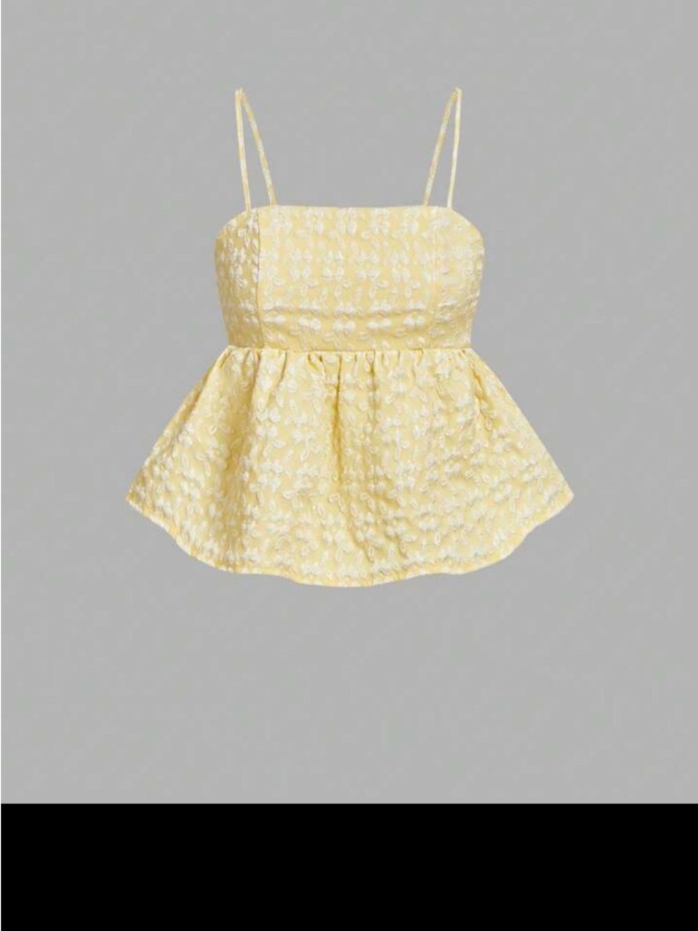 SHEIN MOD Yellow Embroidered Peplum Cami Top